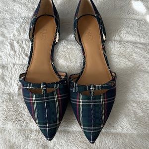 Tartan D’Orsay flats with mini bow